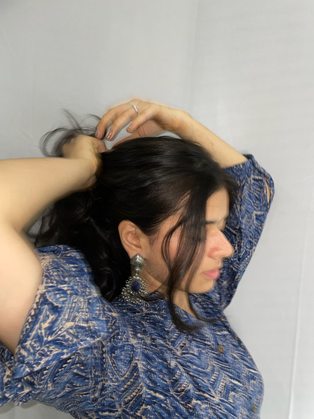 Devika – Antique Lapis-Blue Heart & Filigree Statement Drops