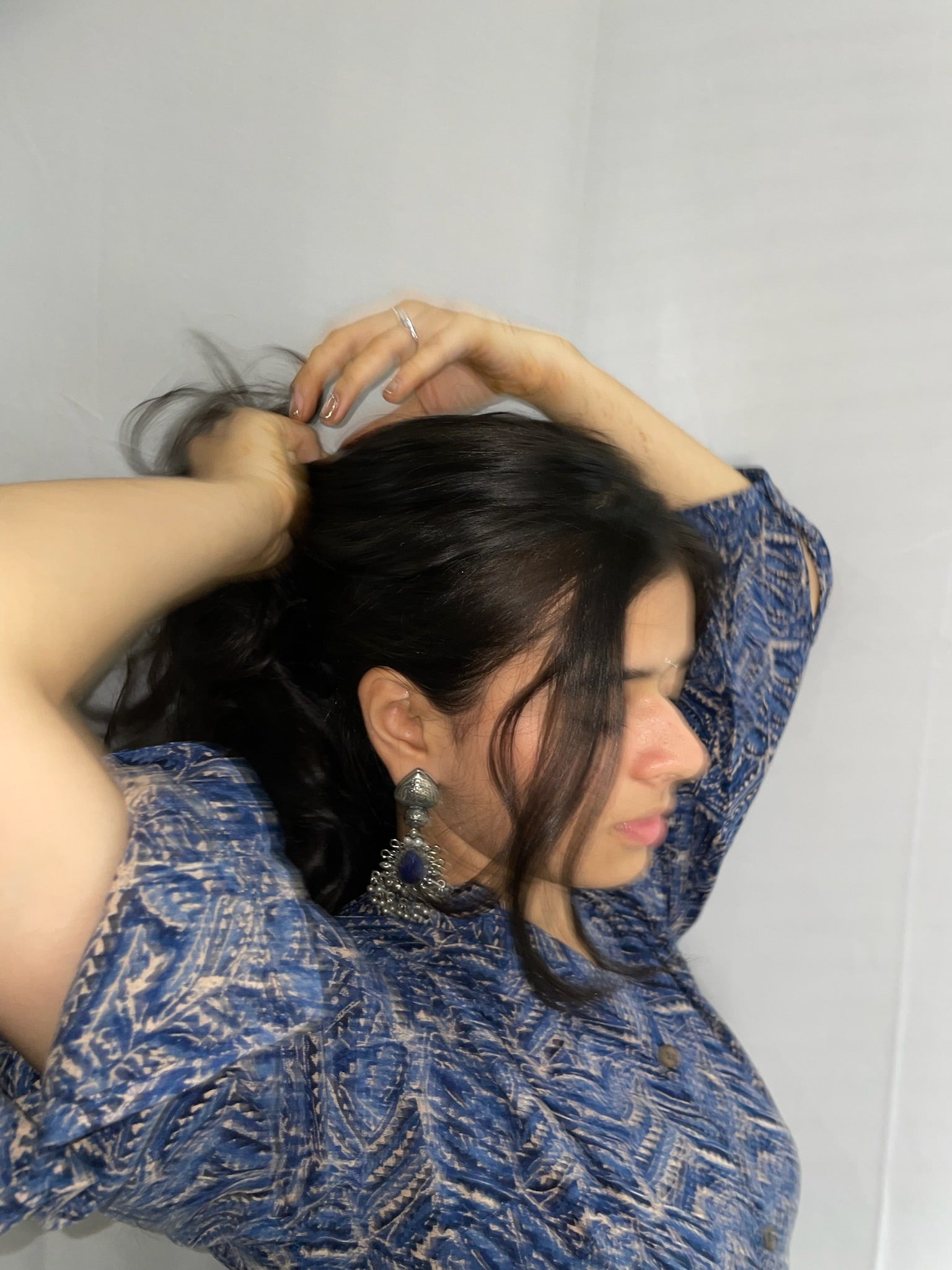 Devika – Antique Lapis-Blue Heart & Filigree Statement Drops