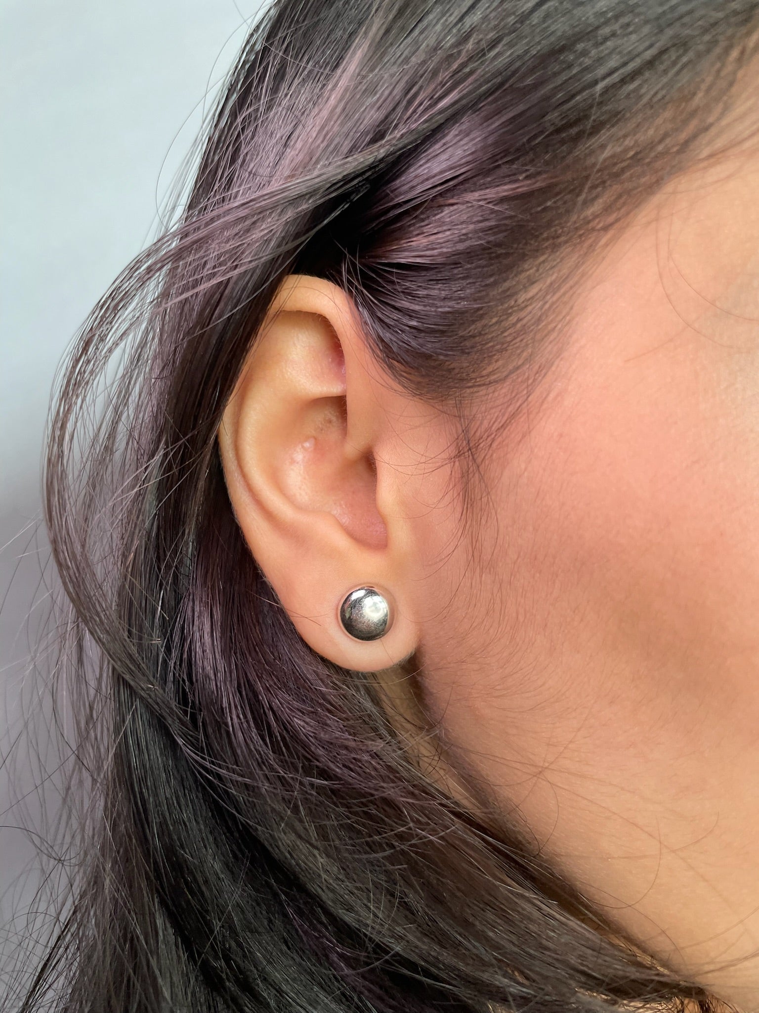Miraya – High-Shine Domed Sterling Silver Button Studs