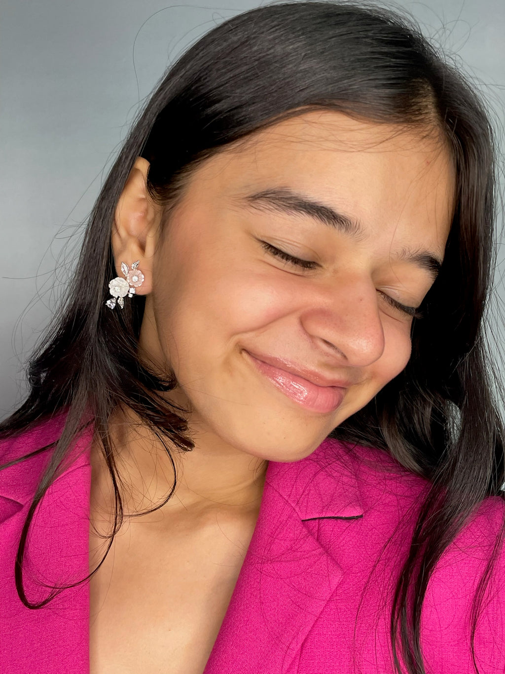 Zara – Tiered Pastel Shell Blossom Silver Studs